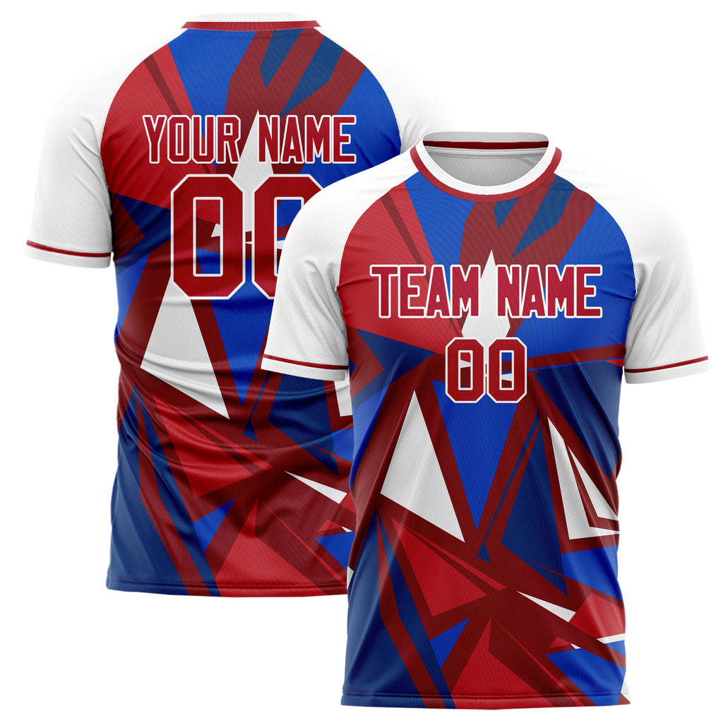 Personalized Red & White Pattern Soccer Jersey