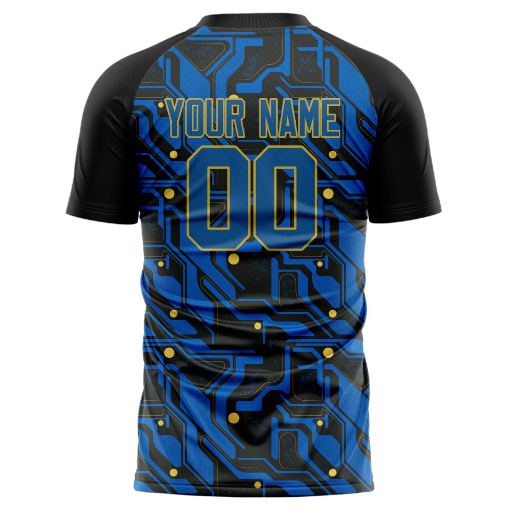 Personalized Royal & Black Pattern Soccer Jersey
