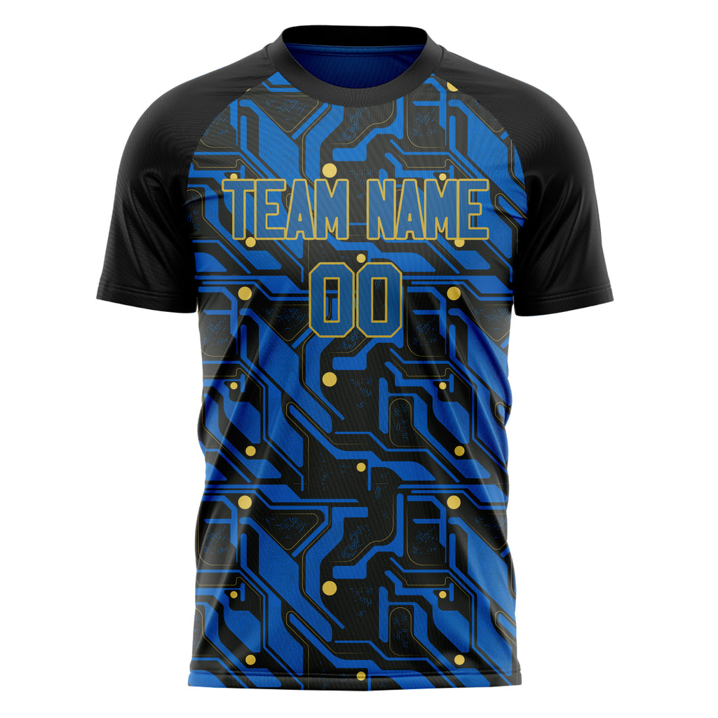 Personalized Royal & Black Pattern Soccer Jersey