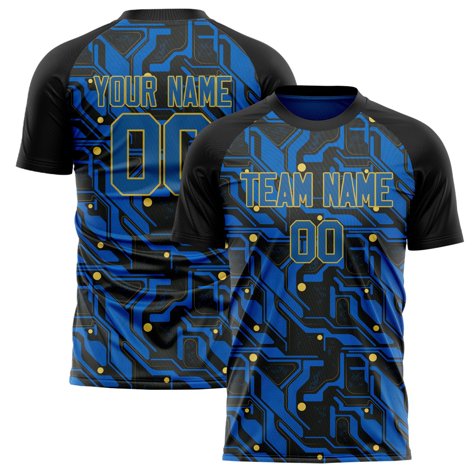 Personalized Royal & Black Pattern Soccer Jersey