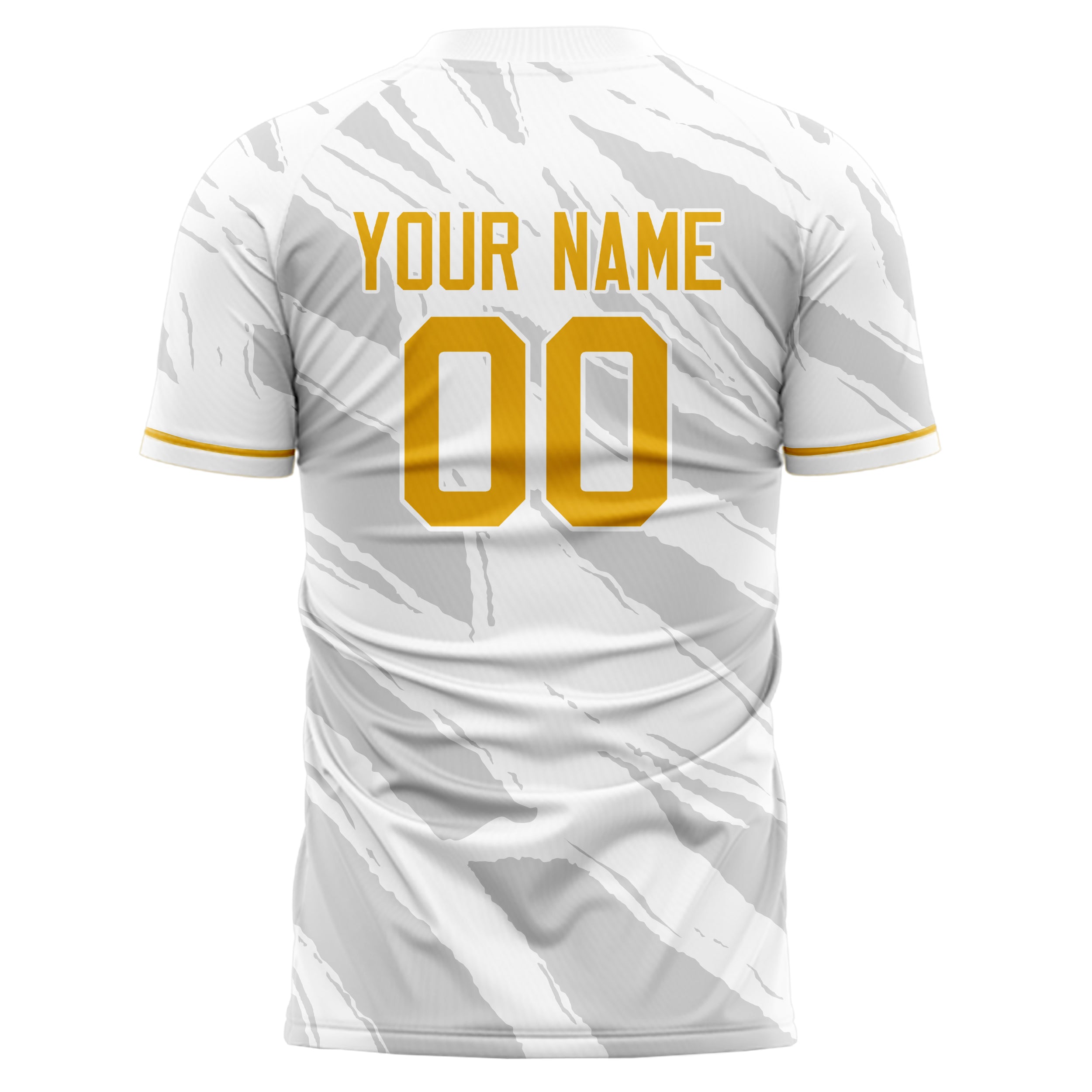 Personalized White & Gold Pattern Soccer Jersey