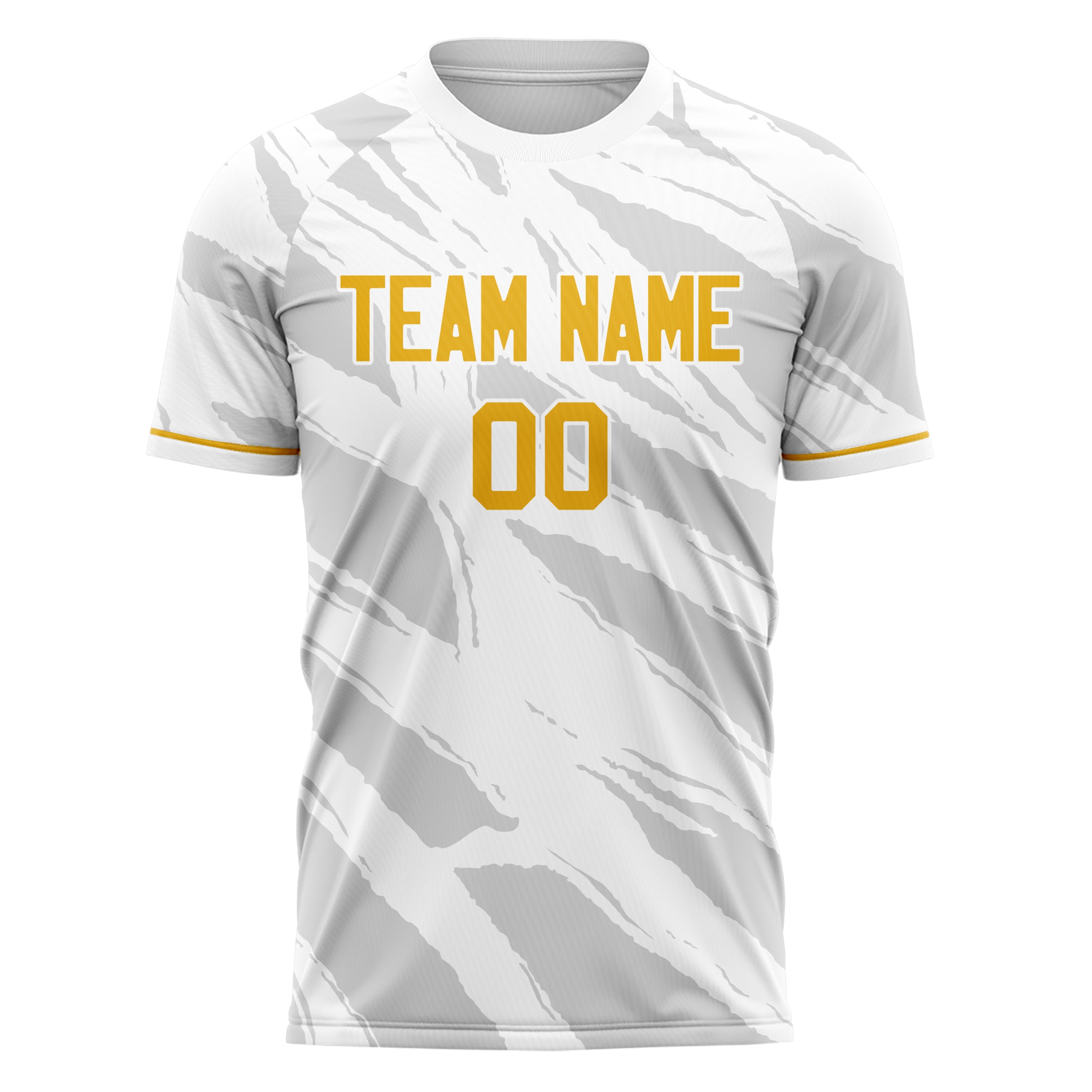 Personalized White & Gold Pattern Soccer Jersey