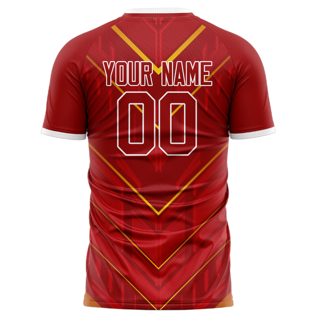 Personalized Red & Gold Pattern Soccer Jersey