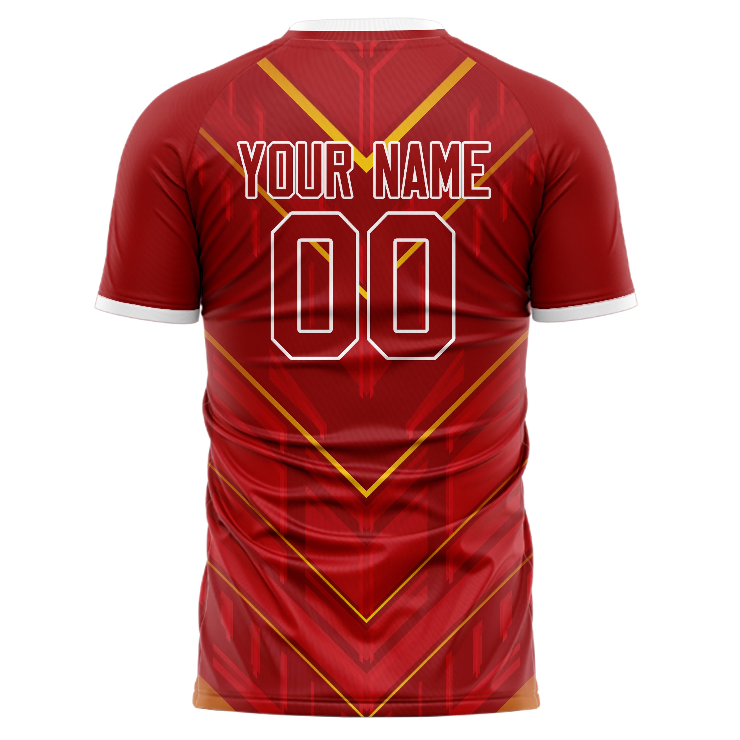 Personalized Red & Gold Pattern Soccer Jersey