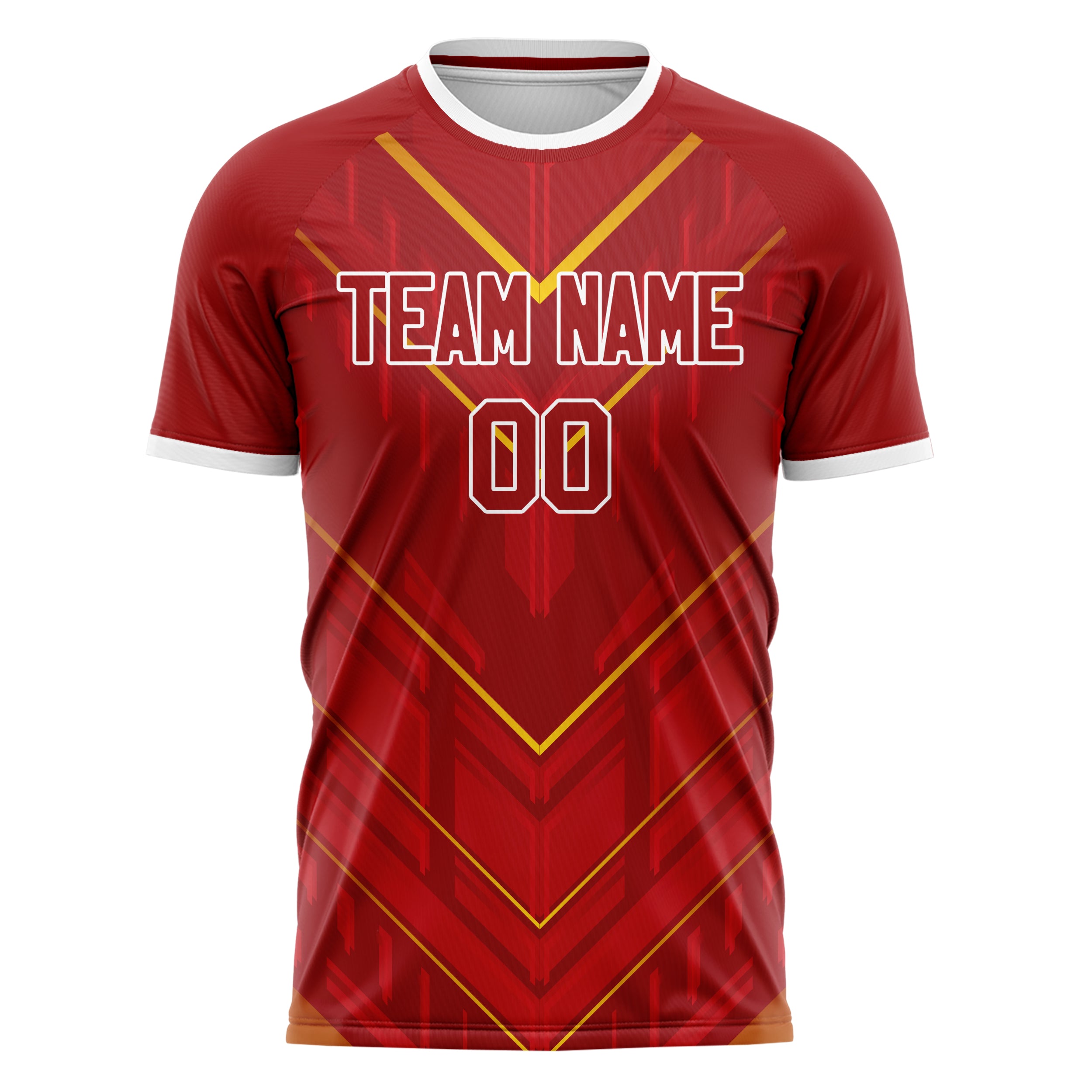 Personalized Red & Gold Pattern Soccer Jersey