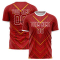 Personalized Red & Gold Pattern Soccer Jersey