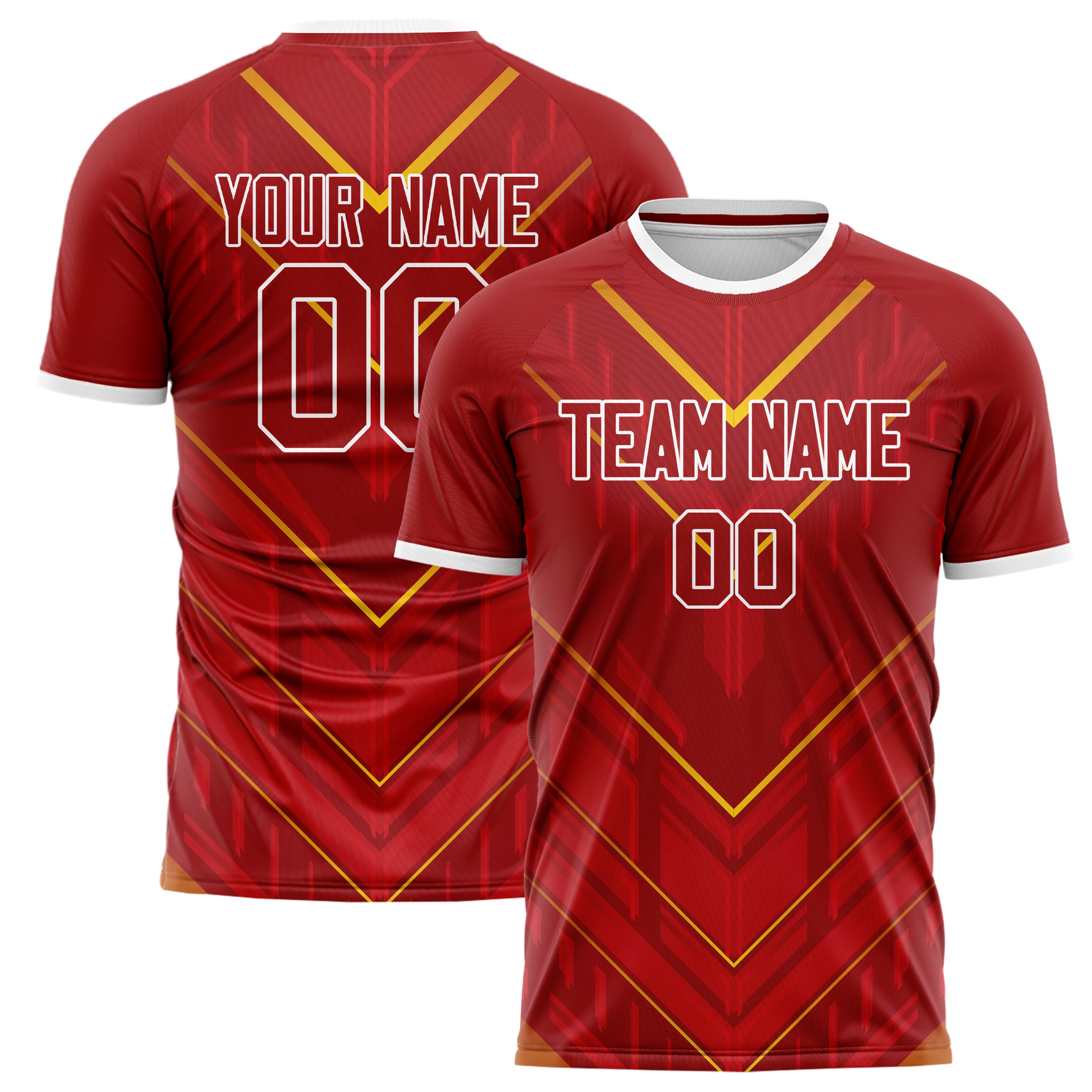 Personalized Red & Gold Pattern Soccer Jersey