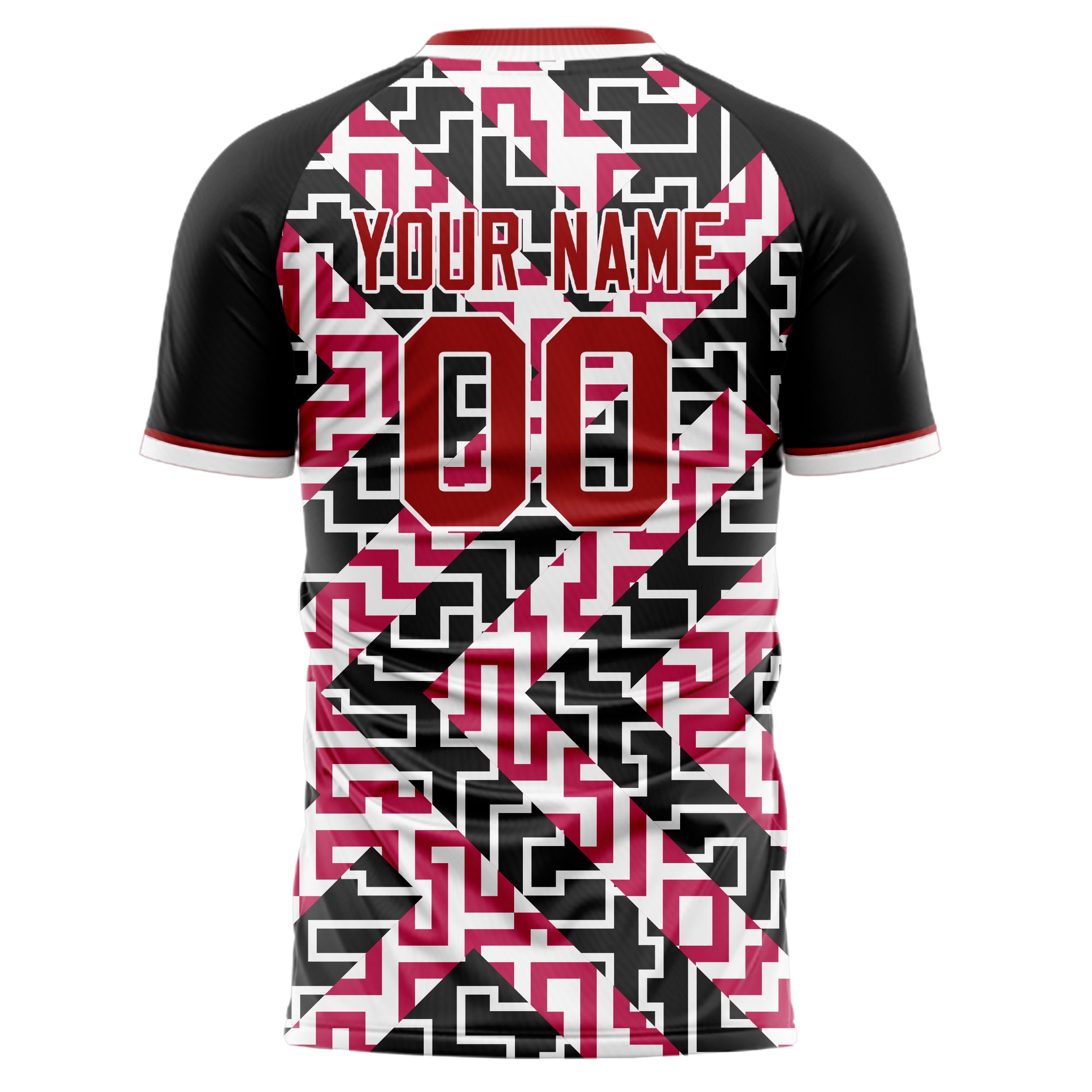 Personalized Red & Black Pattern Soccer Jersey