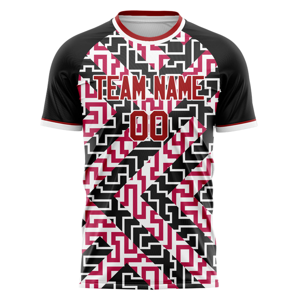 Personalized Red & Black Pattern Soccer Jersey