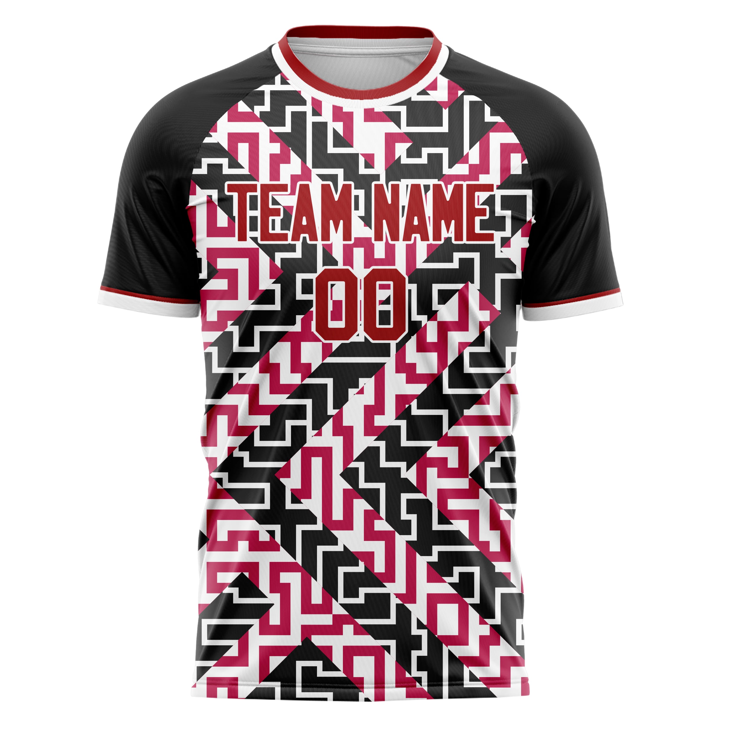 Personalized Red & Black Pattern Soccer Jersey
