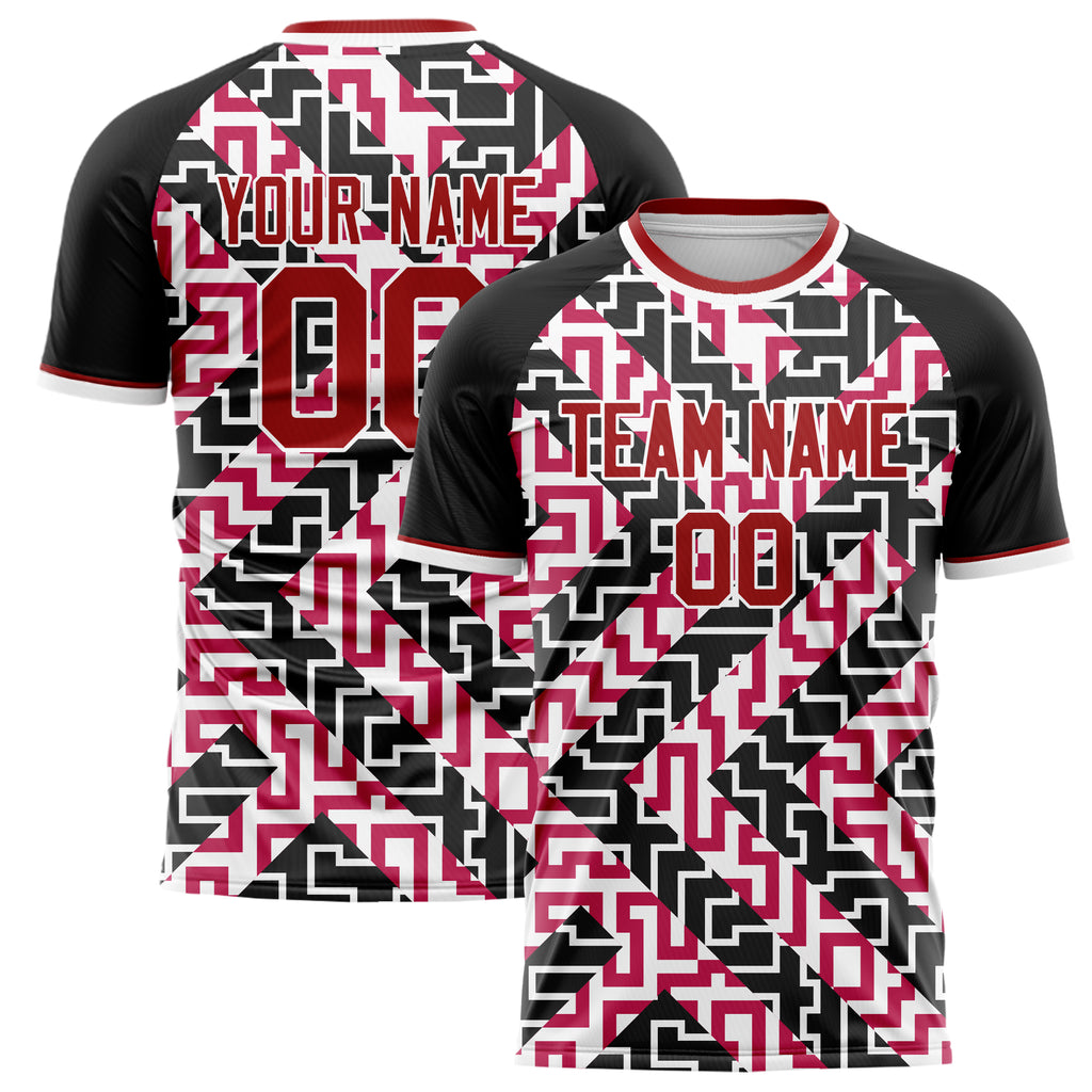 Personalized Red & Black Pattern Soccer Jersey
