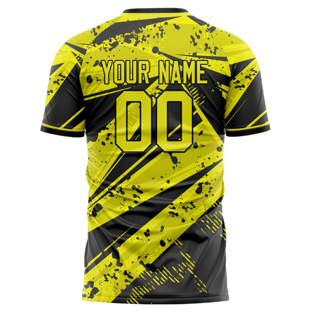 Personalized Yellow & Black Pattern Soccer Jersey