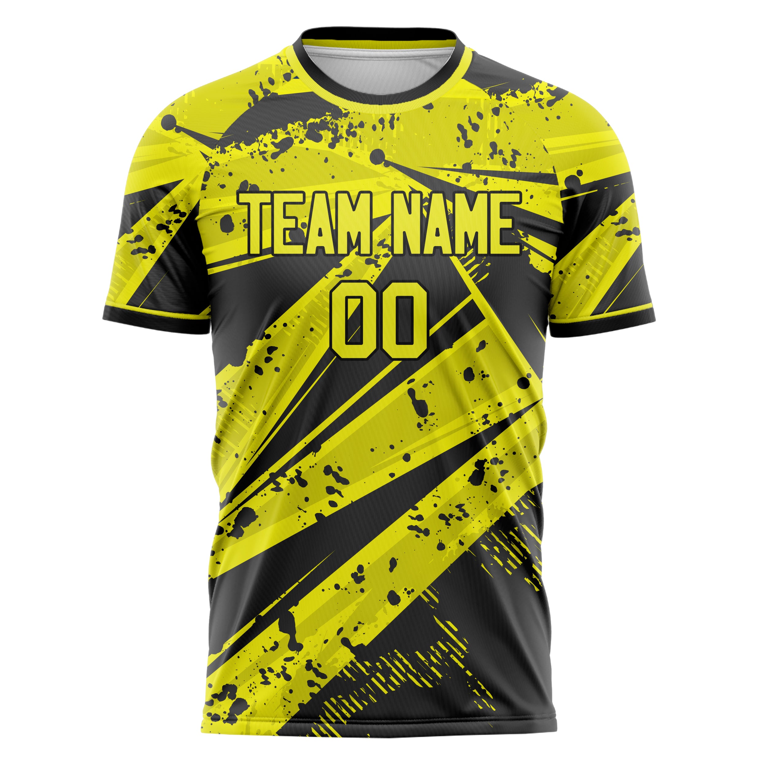 Personalized Yellow & Black Pattern Soccer Jersey