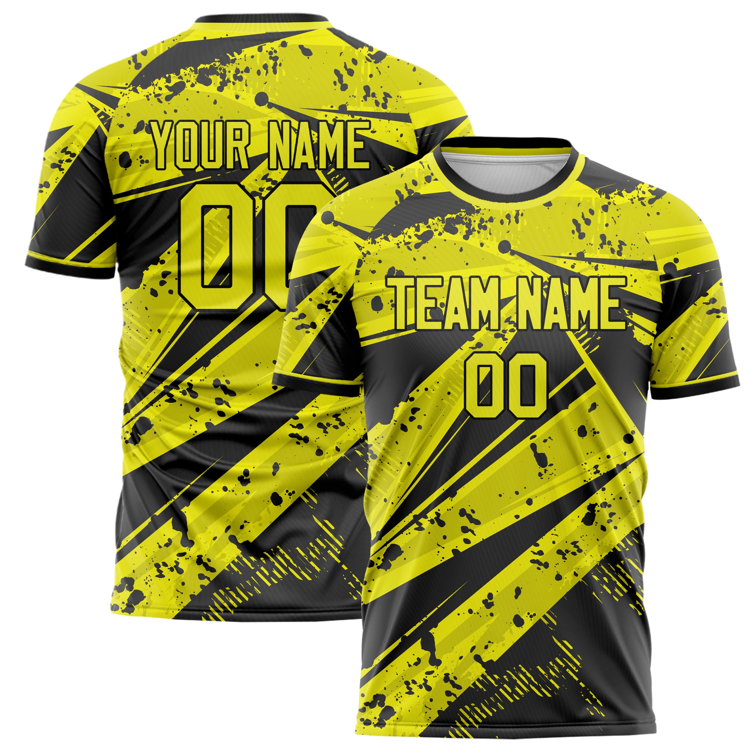 Personalized Yellow & Black Pattern Soccer Jersey