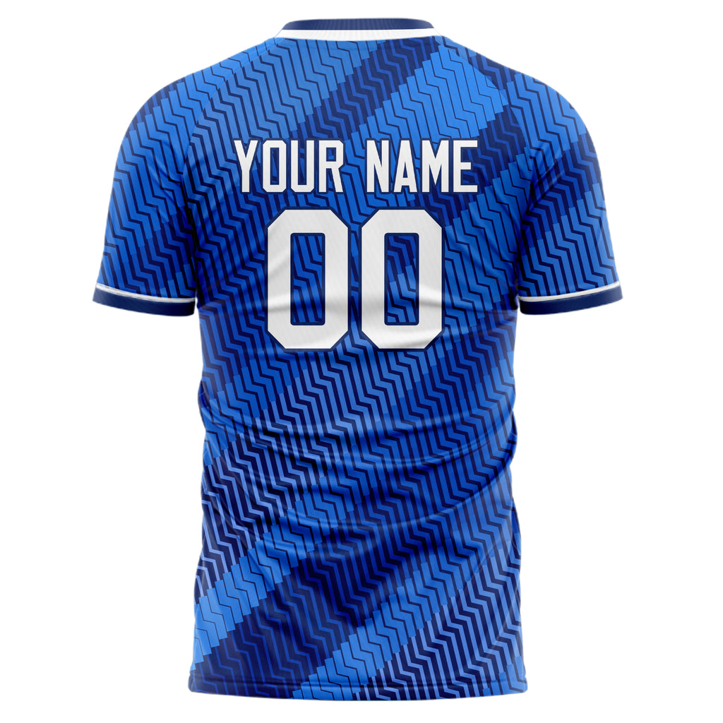 Personalized Blue & White Pattern Soccer Jersey