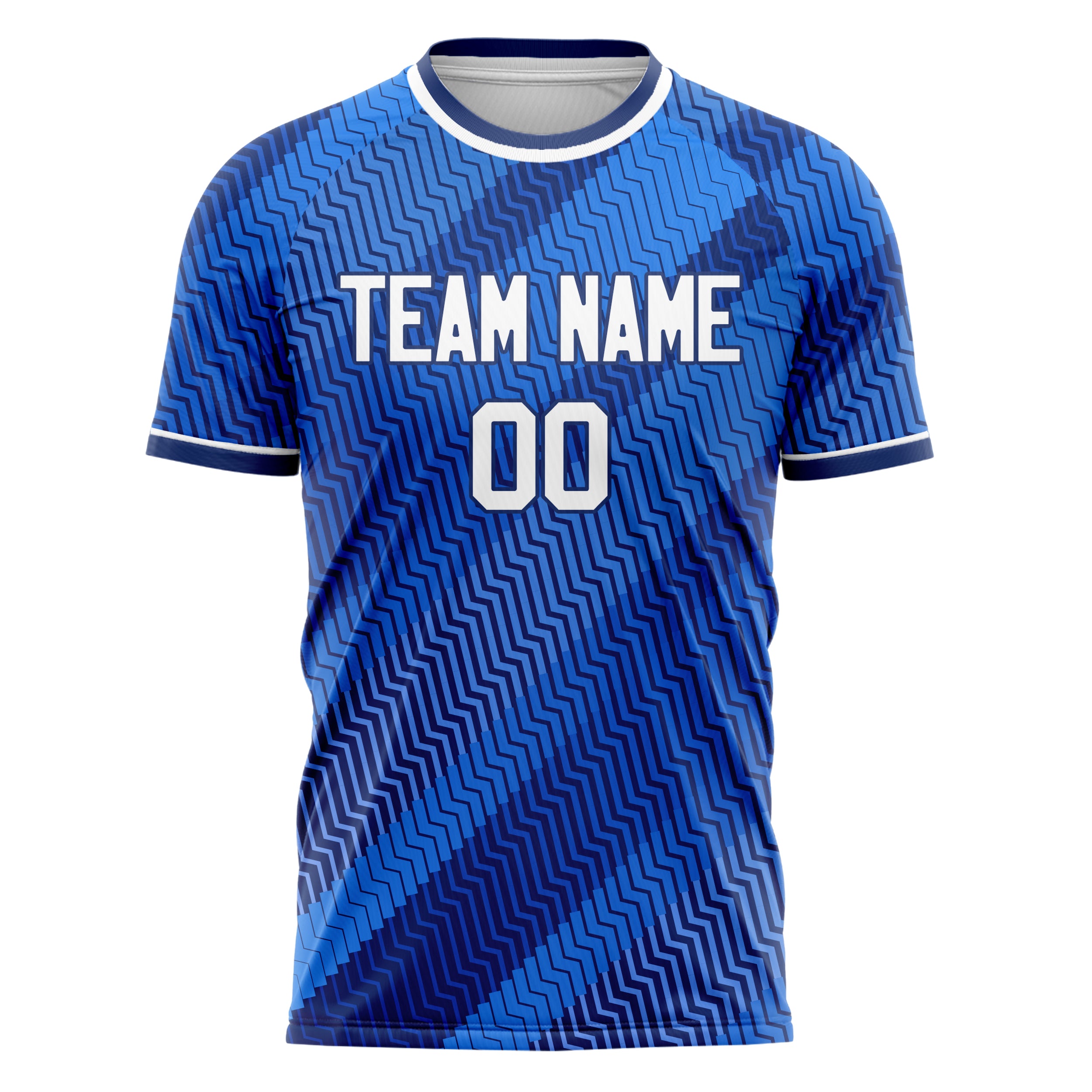 Personalized Blue & White Pattern Soccer Jersey