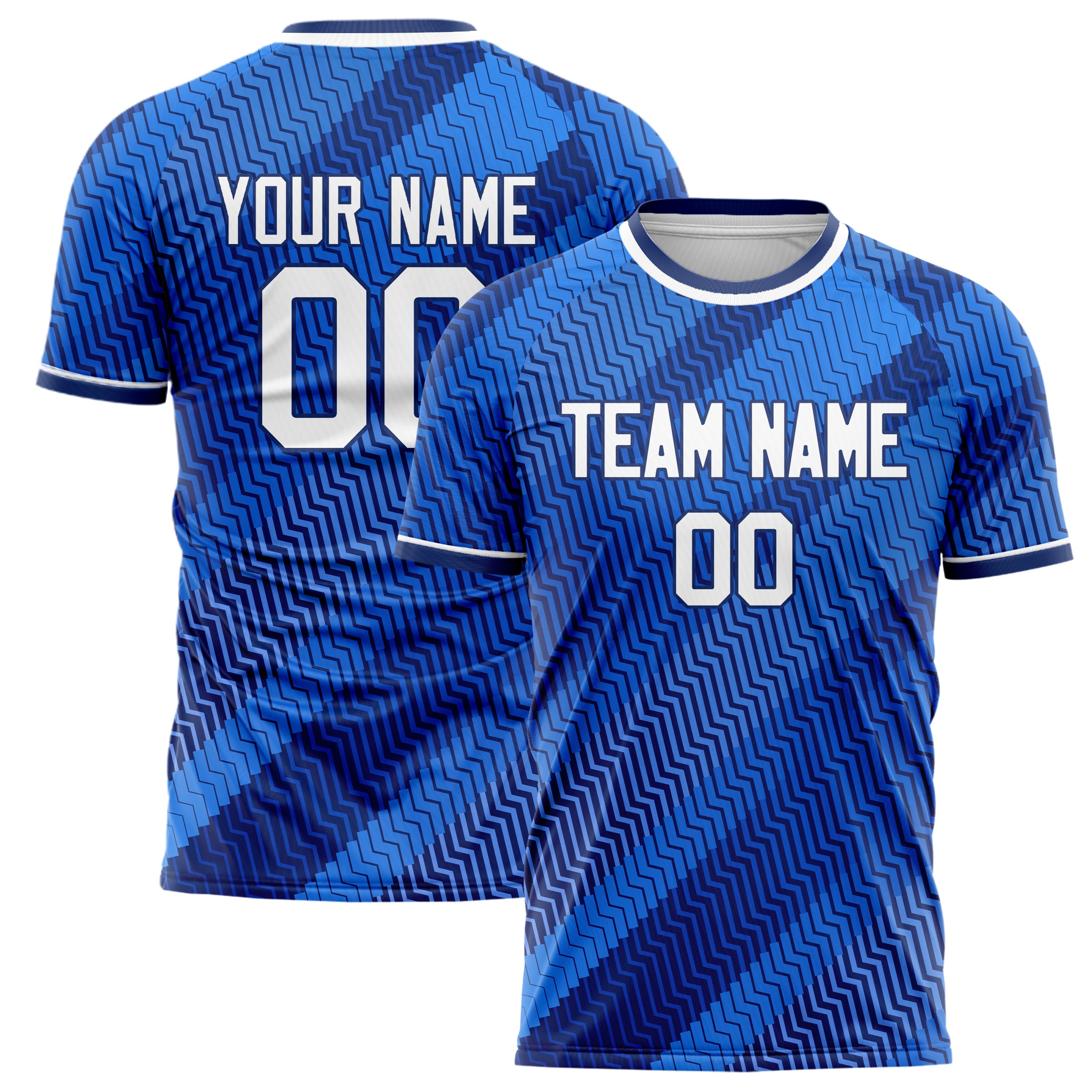 Personalized Blue & White Pattern Soccer Jersey