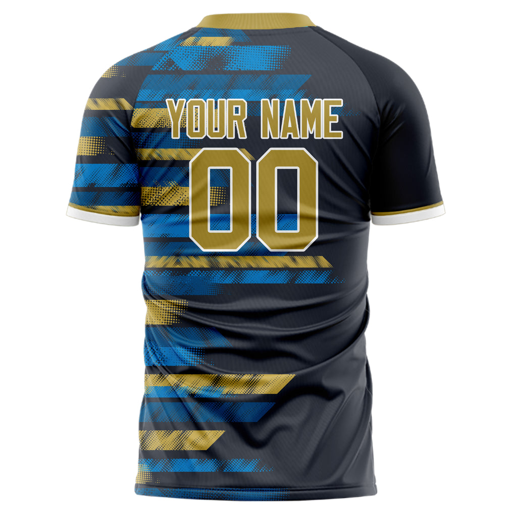 Personalized Black & Old Gold Pattern Soccer Jersey