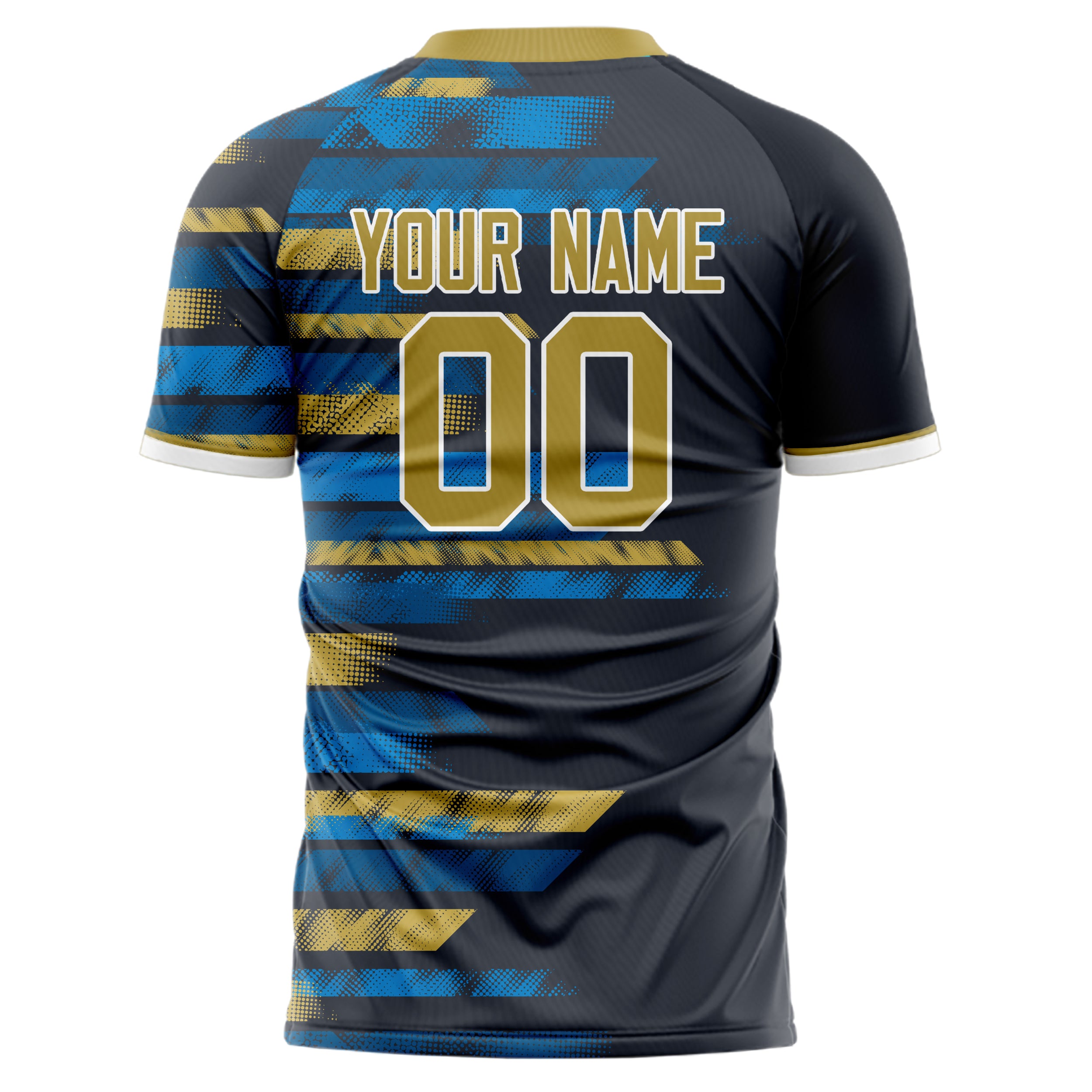 Personalized Black & Old Gold Pattern Soccer Jersey