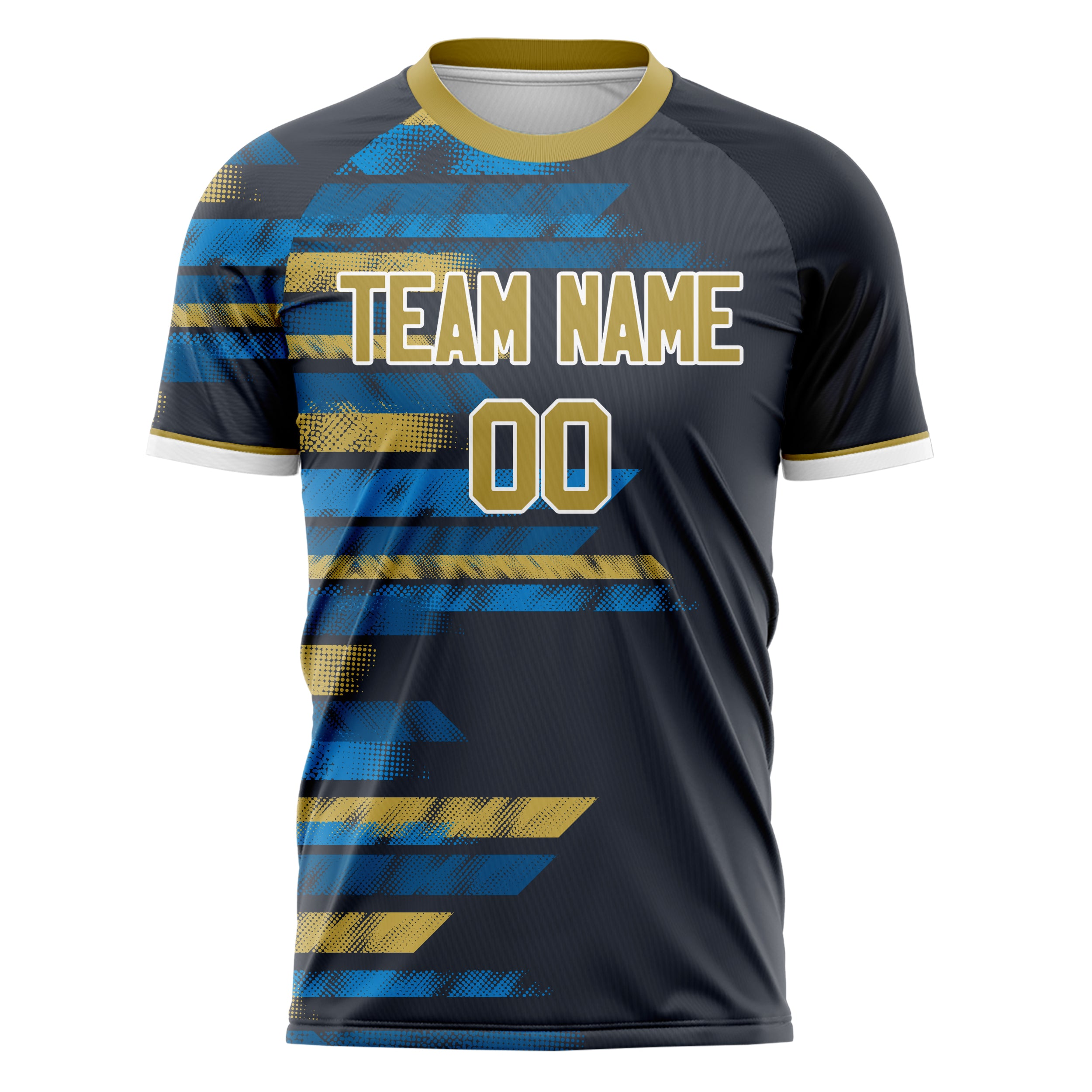 Personalized Black & Old Gold Pattern Soccer Jersey