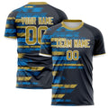 Personalized Black & Old Gold Pattern Soccer Jersey