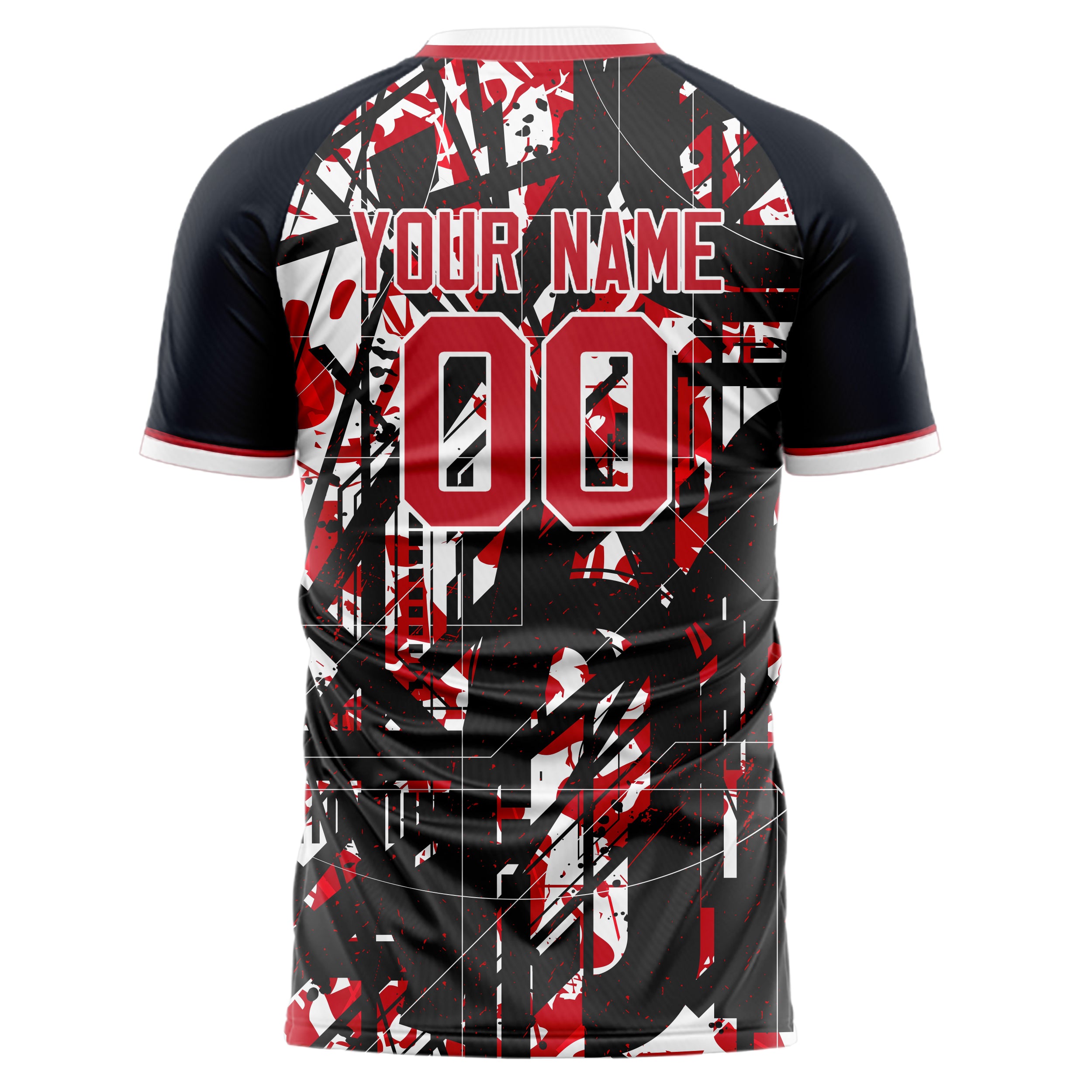 Personalized Black & Red Pattern Soccer Jersey