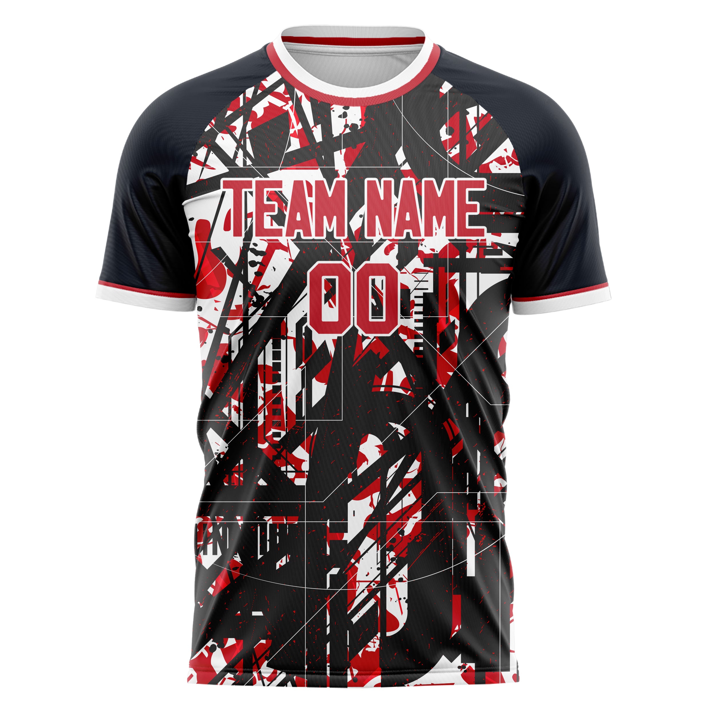Personalized Black & Red Pattern Soccer Jersey