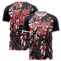 Personalized Black & Red Pattern Soccer Jersey