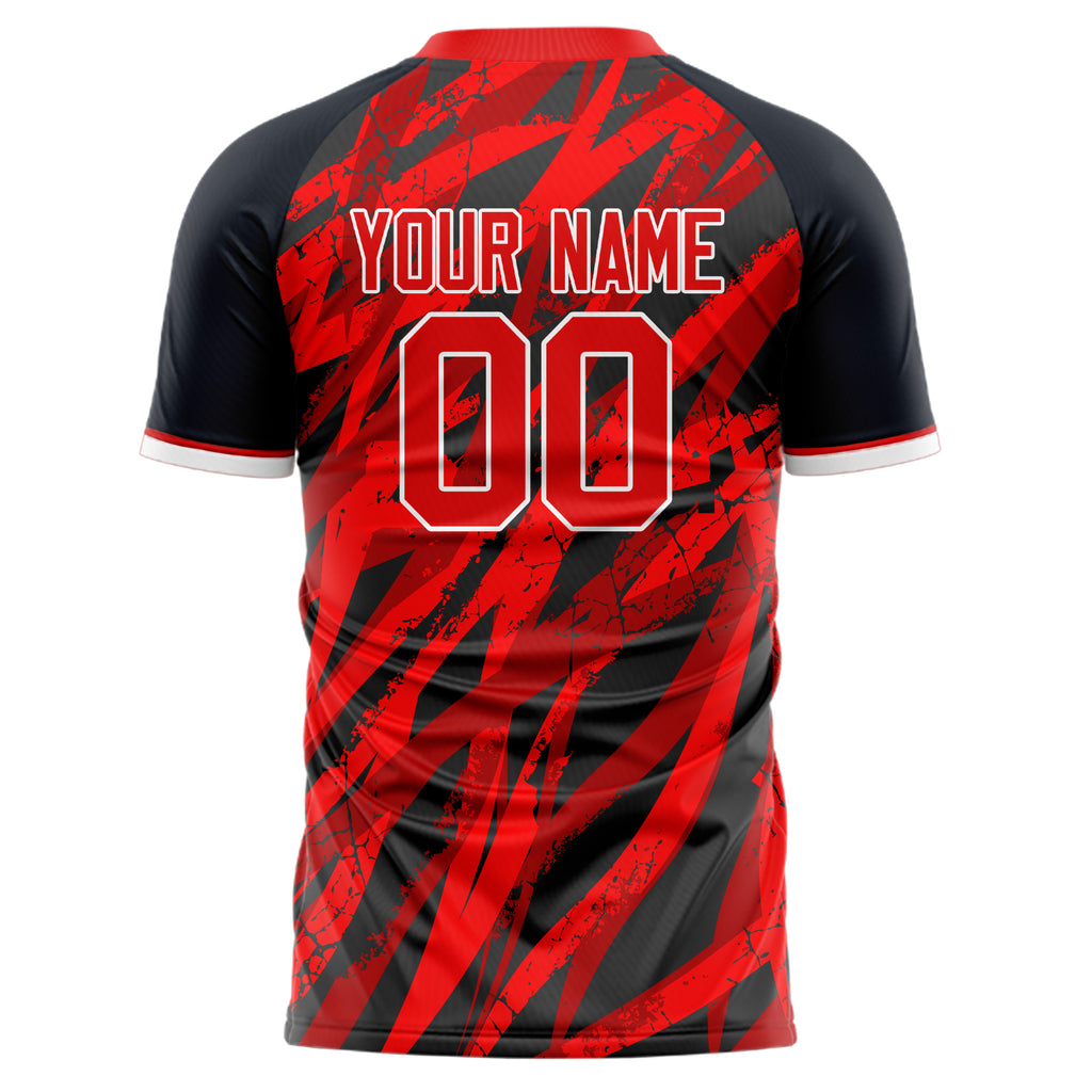 Personalized Red & Black Pattern Soccer Jersey