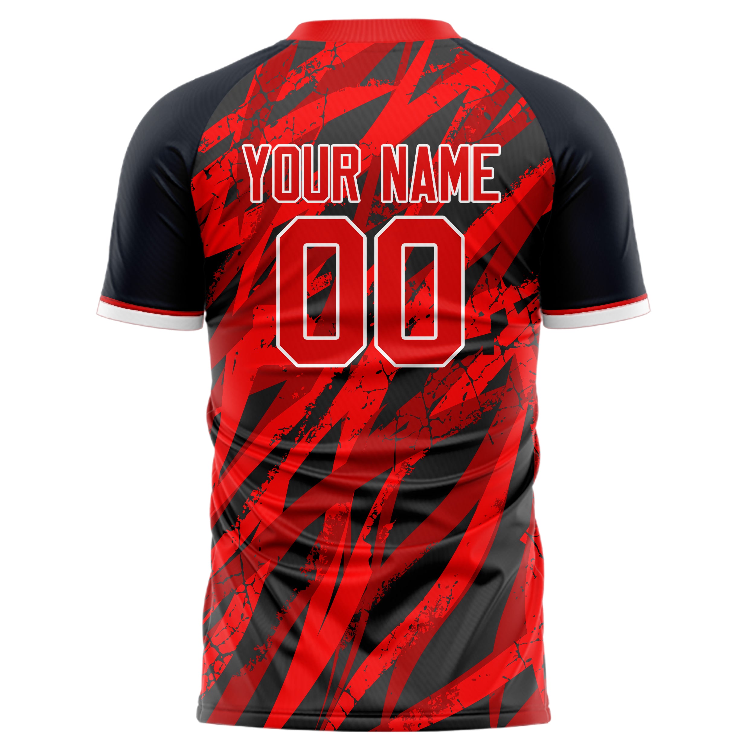 Personalized Red & Black Pattern Soccer Jersey