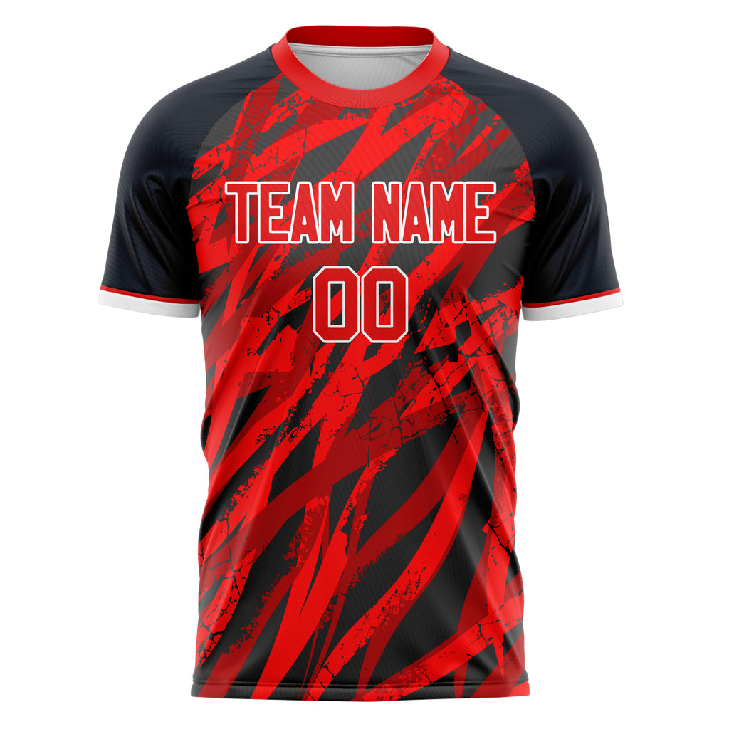 Personalized Red & Black Pattern Soccer Jersey