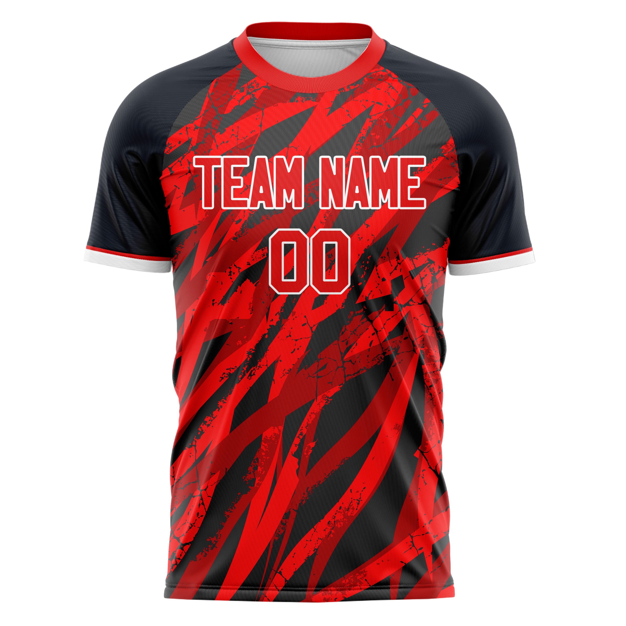 Personalized Red & Black Pattern Soccer Jersey