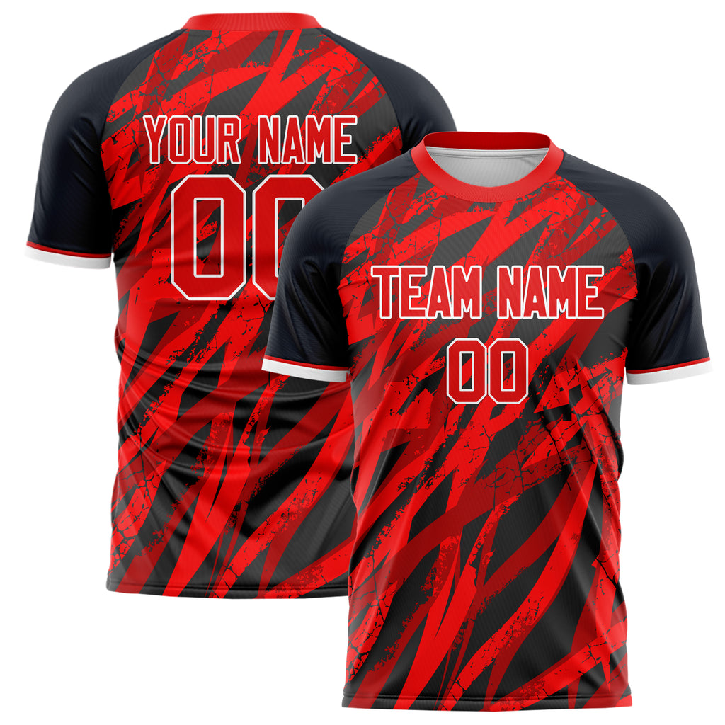 Personalized Red & Black Pattern Soccer Jersey
