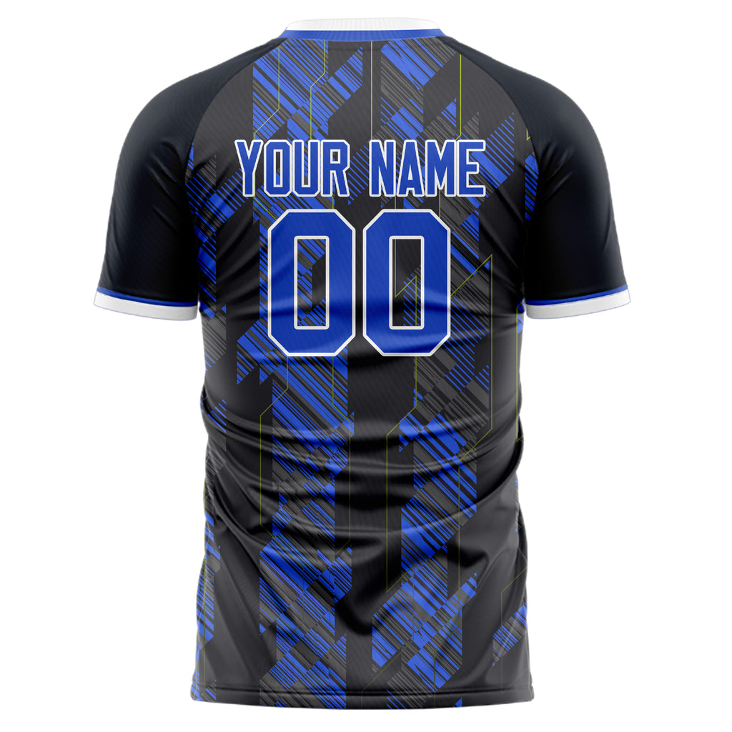 Personalized Black & Royal Pattern Soccer Jersey