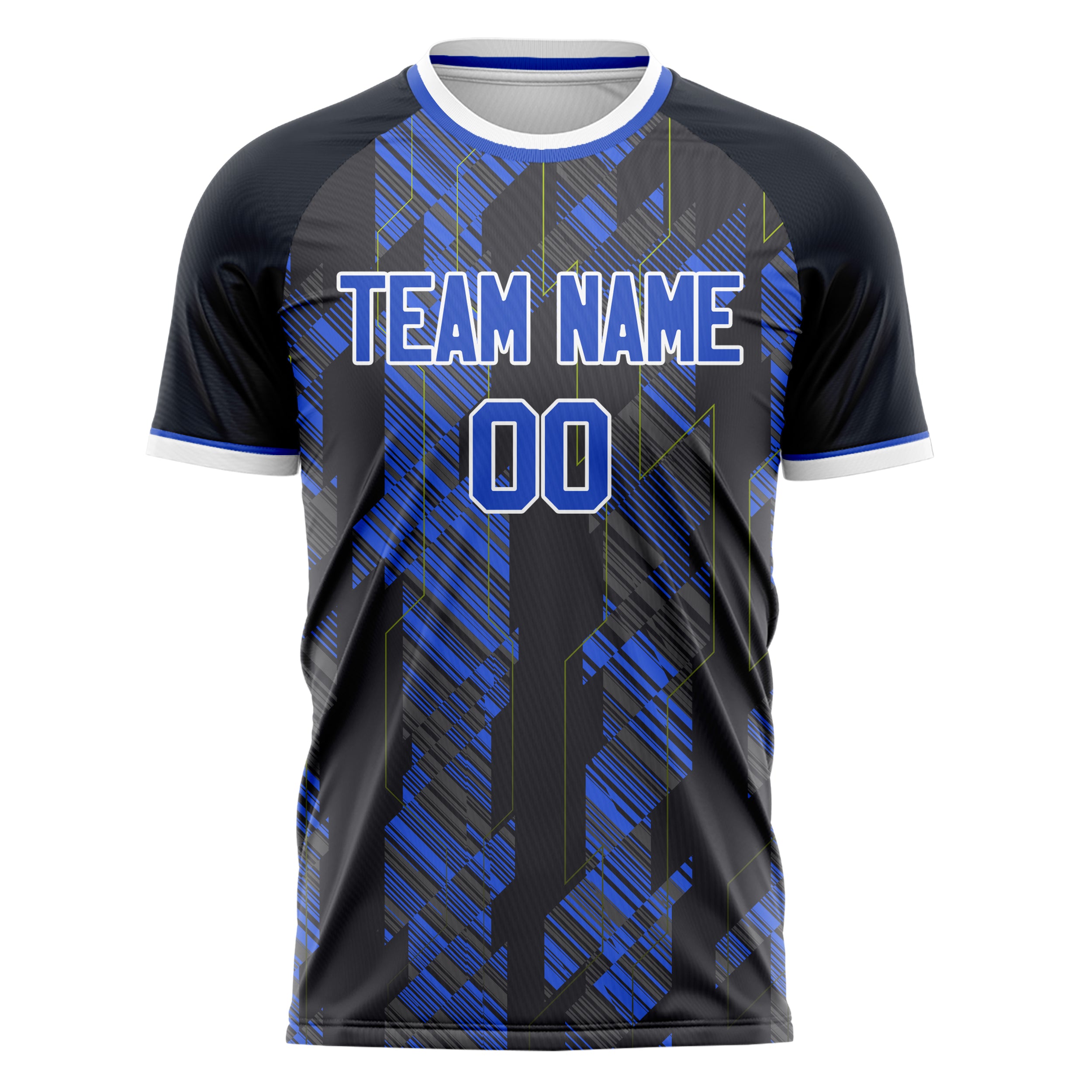 Personalized Black & Royal Pattern Soccer Jersey