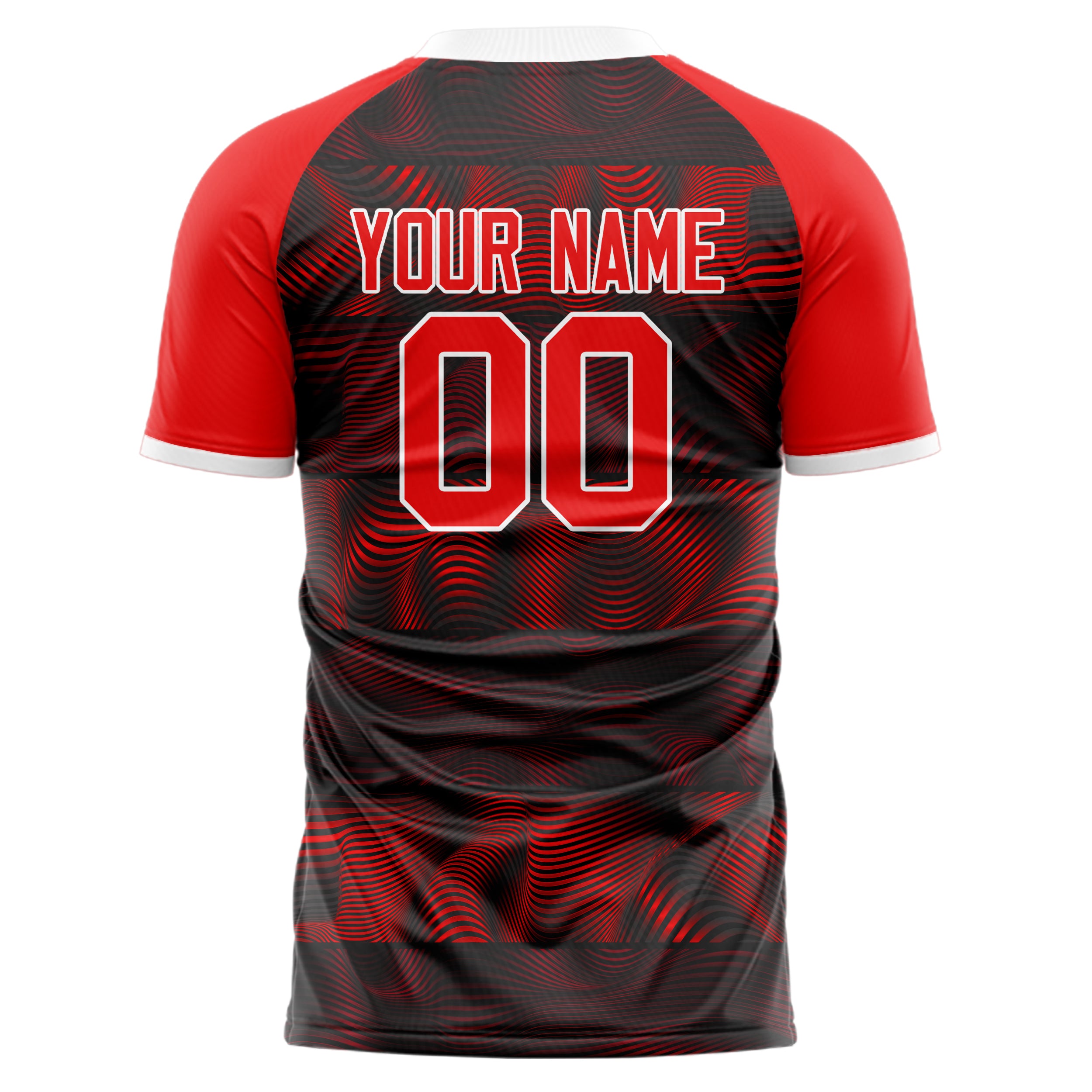 Personalized Red & Black Pattern Soccer Jersey