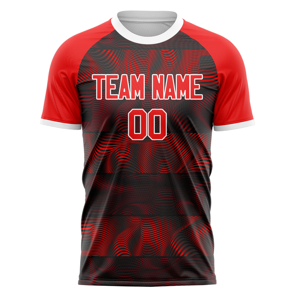 Personalized Red & Black Pattern Soccer Jersey