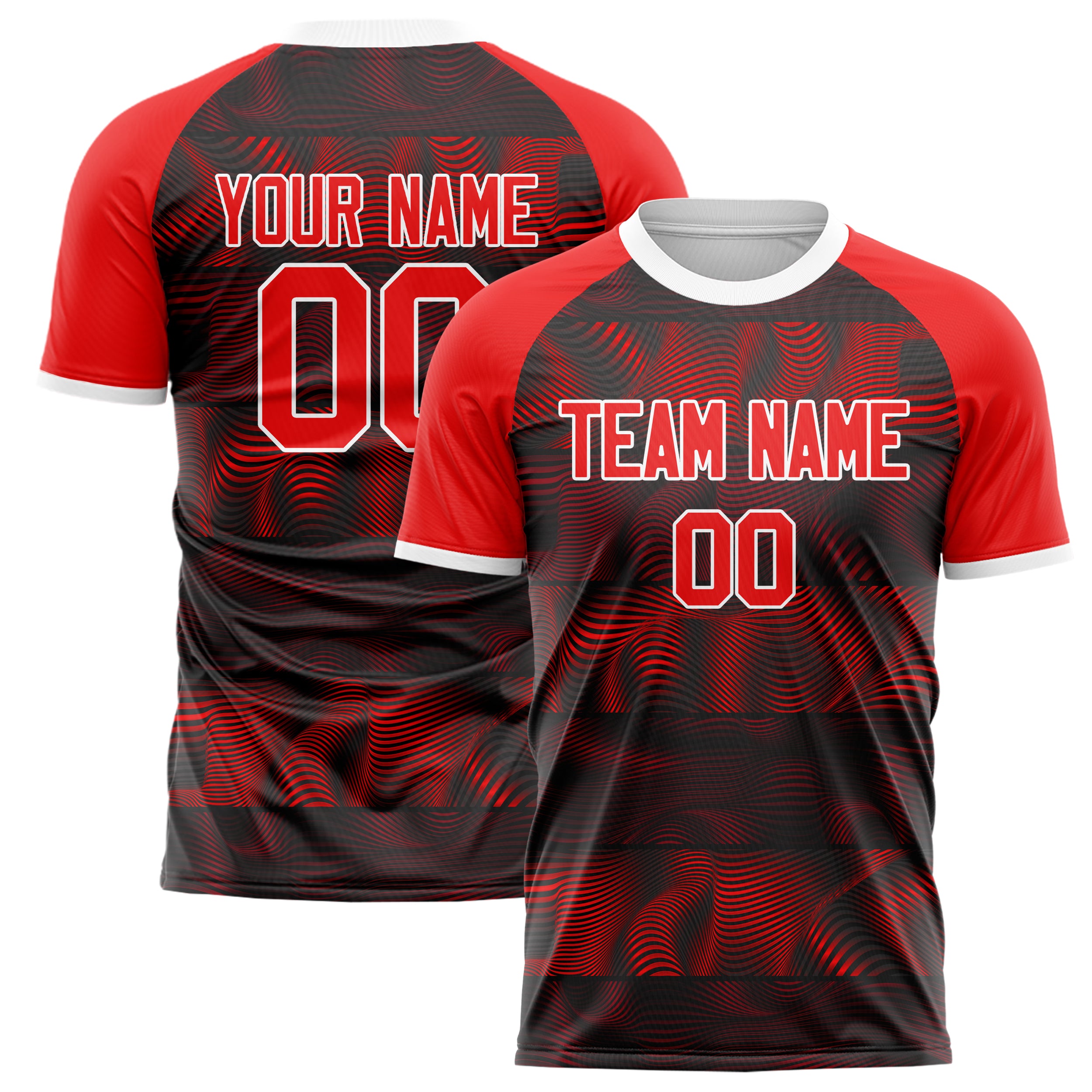 Personalized Red & Black Pattern Soccer Jersey