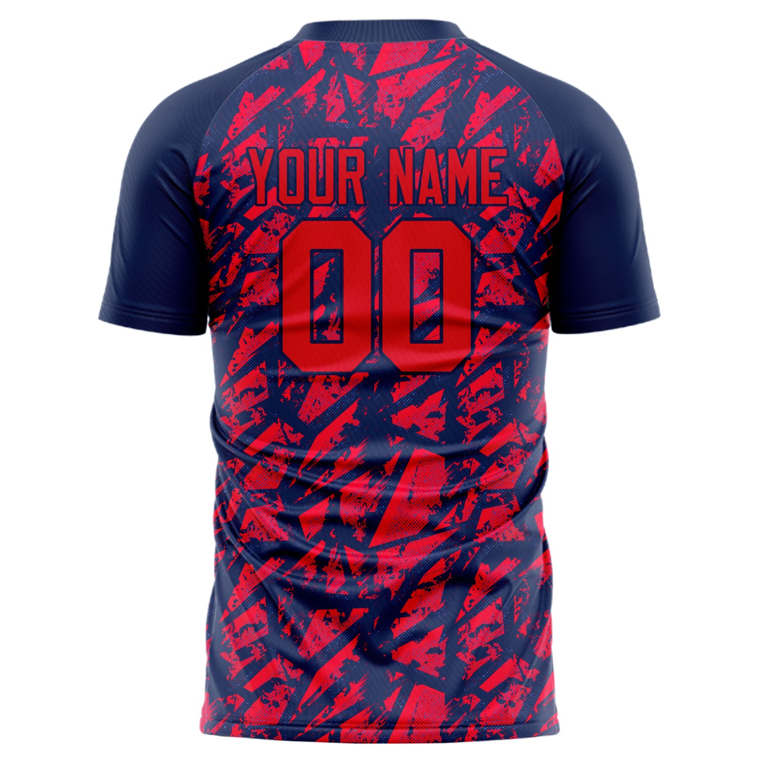 Personalized Red & Navy Pattern Soccer Jersey