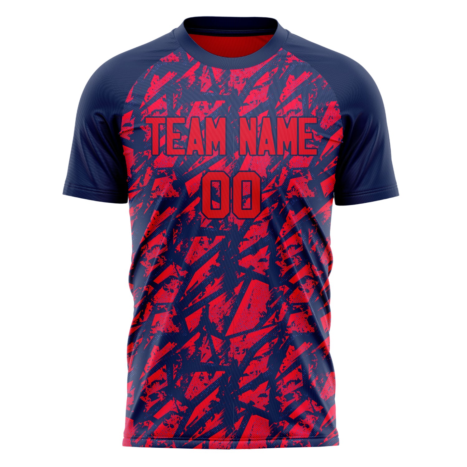 Personalized Red & Navy Pattern Soccer Jersey