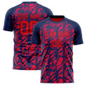 Personalized Red & Navy Pattern Soccer Jersey