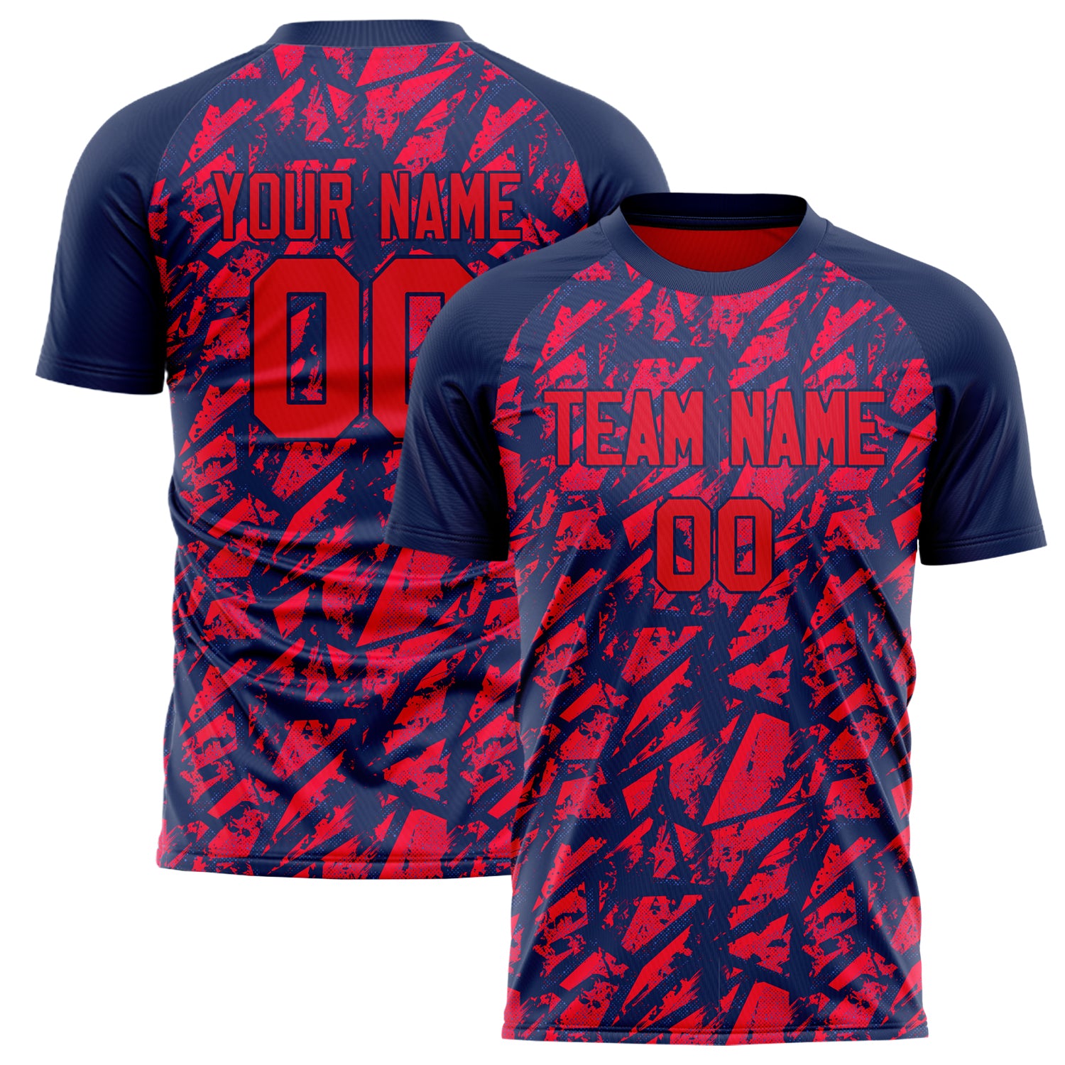 Personalized Red & Navy Pattern Soccer Jersey