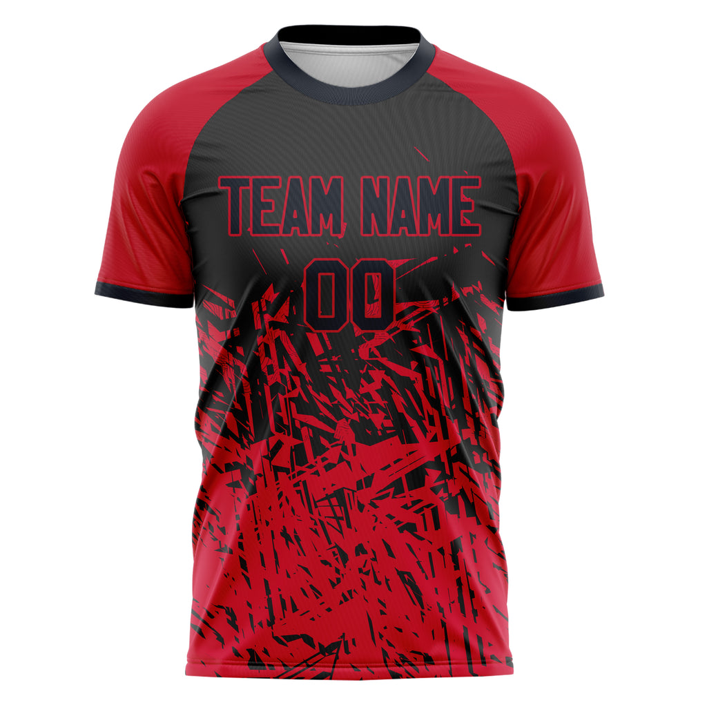 Personalized Red & Black Pattern Soccer Jersey