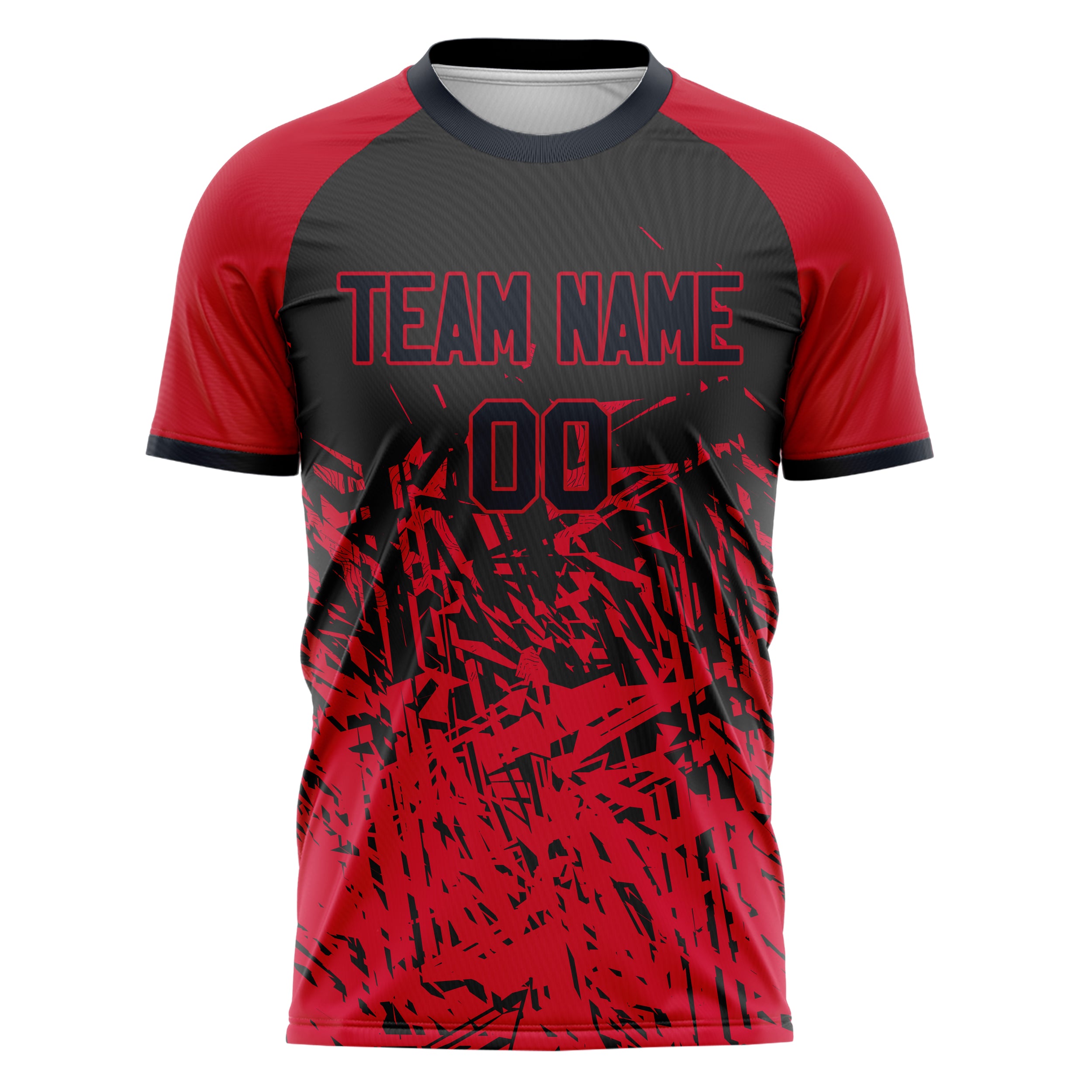 Personalized Red & Black Pattern Soccer Jersey