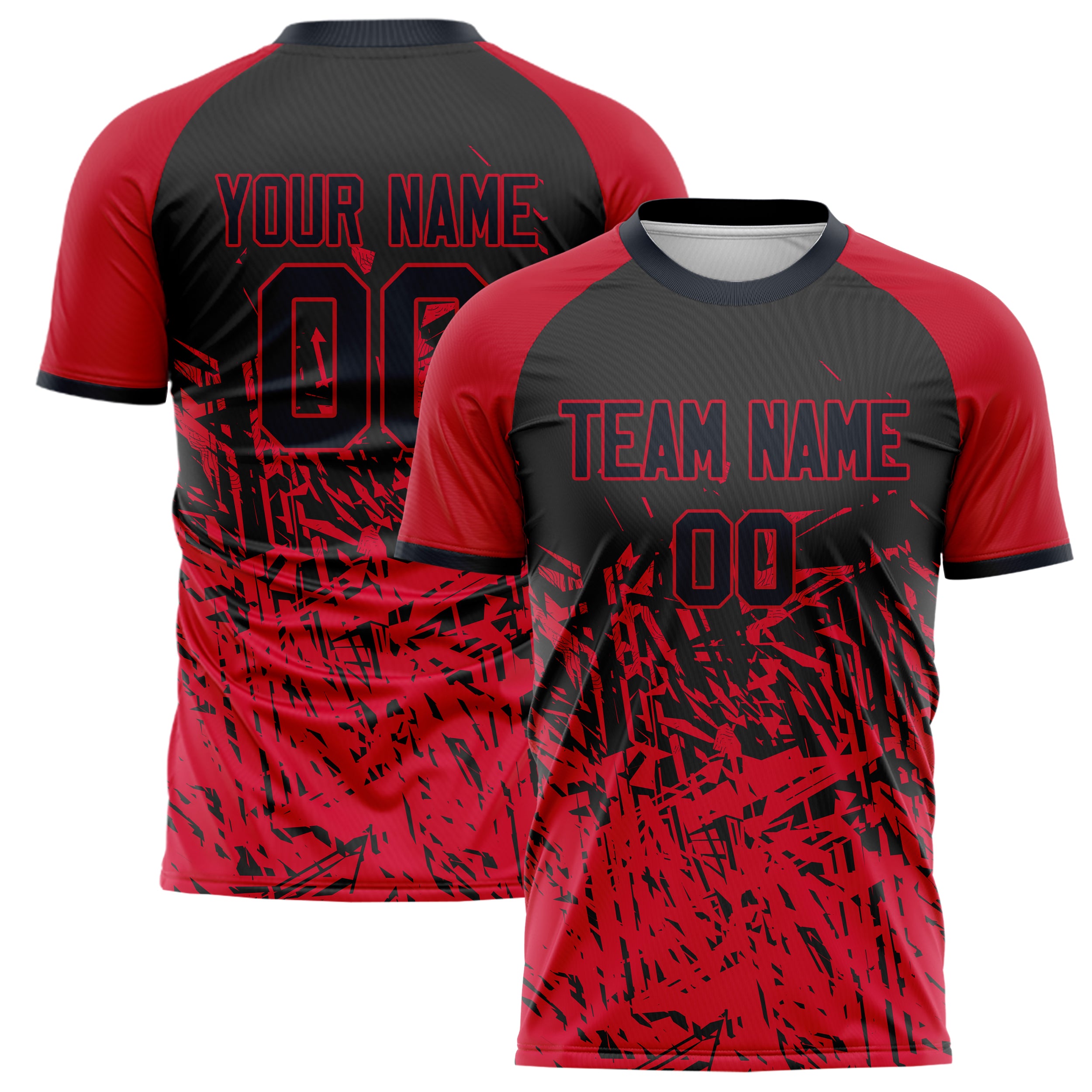 Personalized Red & Black Pattern Soccer Jersey