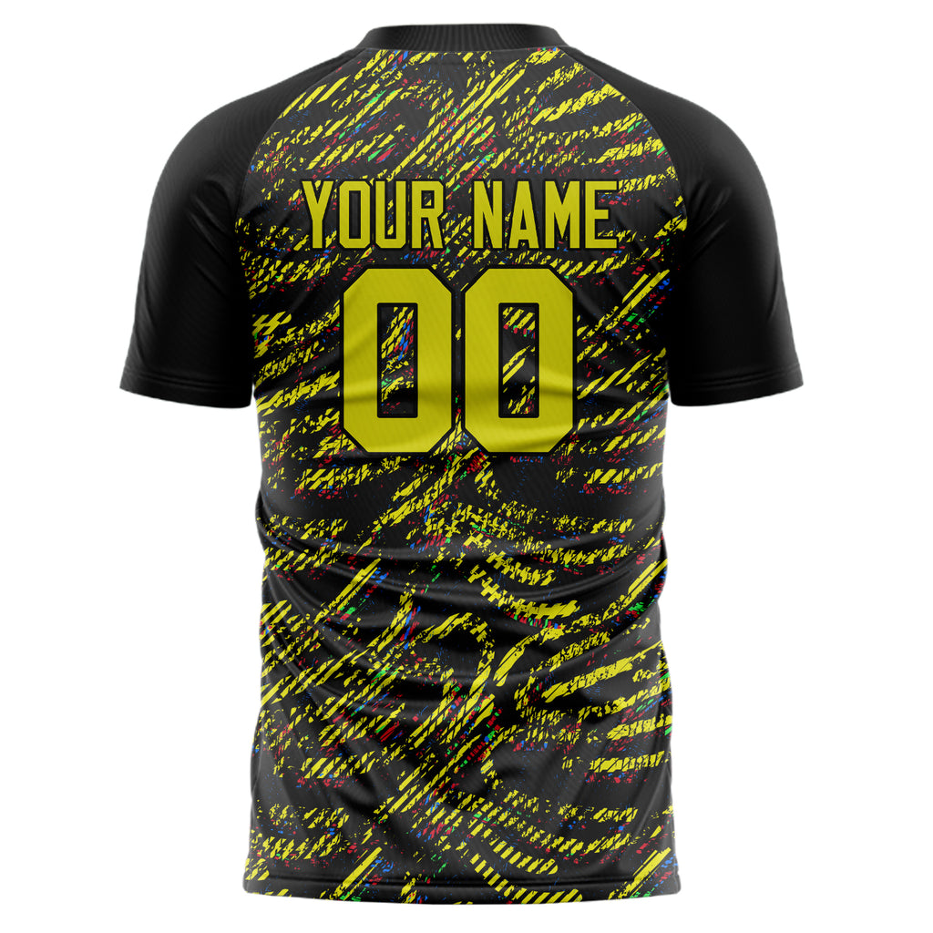 Personalized Yellow & Black Pattern Soccer Jersey