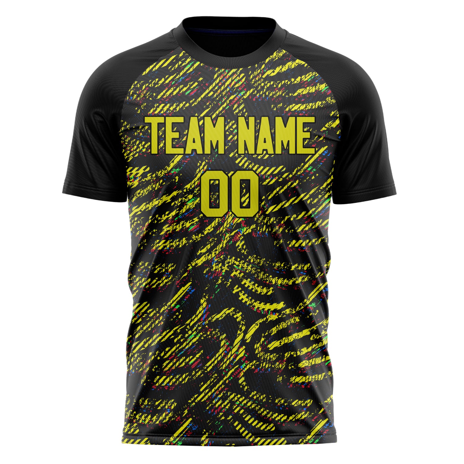Personalized Yellow & Black Pattern Soccer Jersey