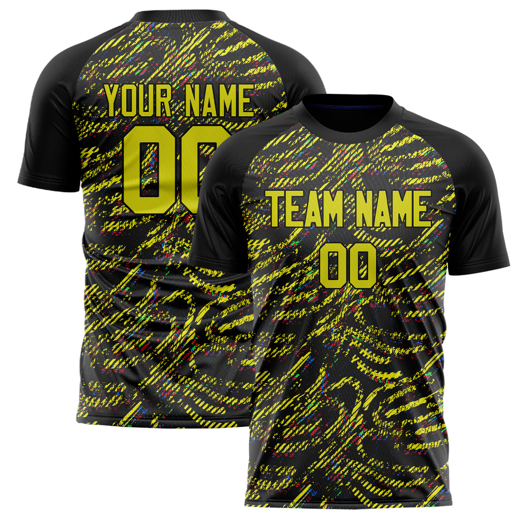 Personalized Yellow & Black Pattern Soccer Jersey