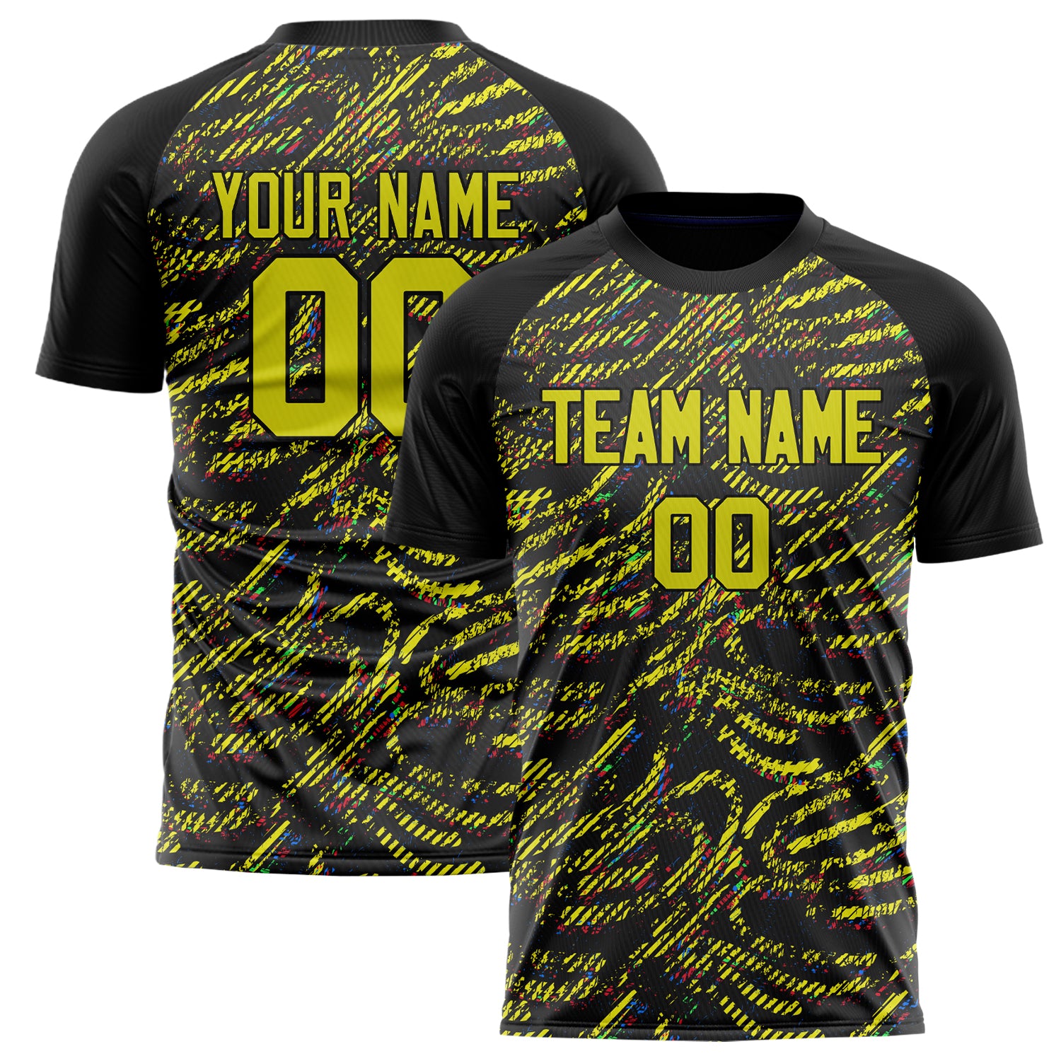 Personalized Yellow & Black Pattern Soccer Jersey