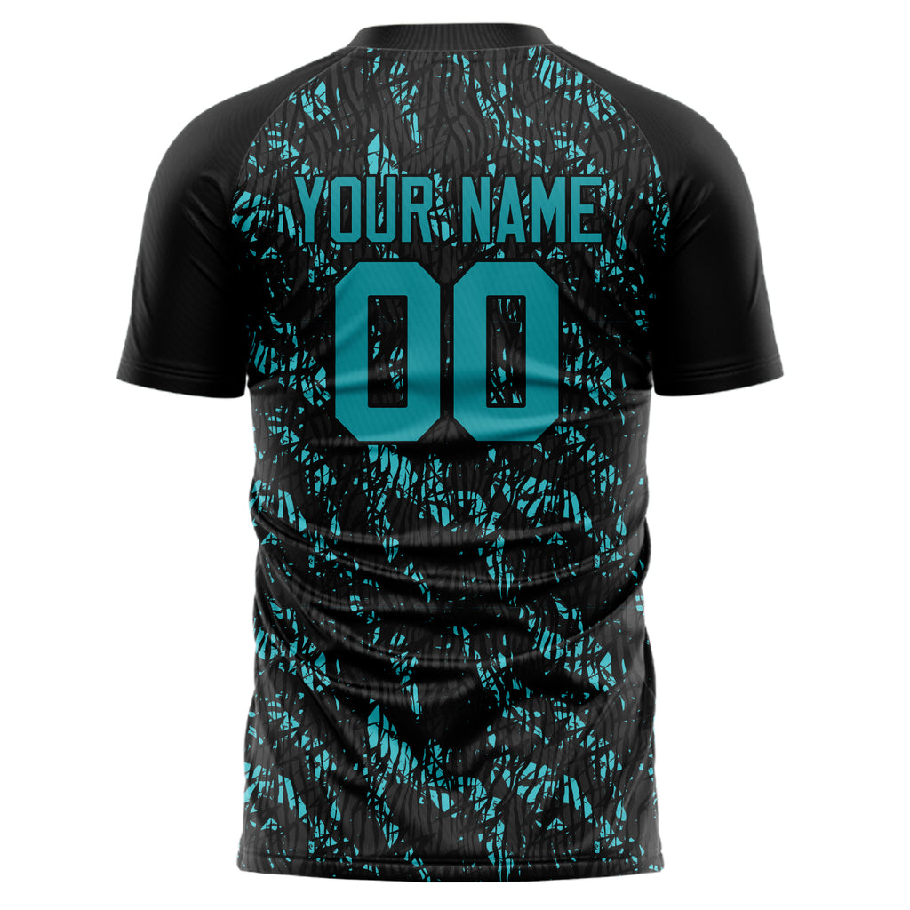 Personalized Black & Teal Pattern Soccer Jersey